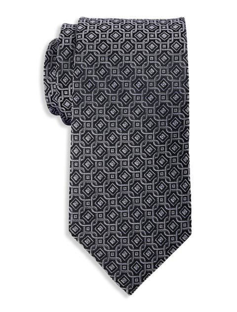 Big & Tall Tonal Geometric Link Silk Tie
