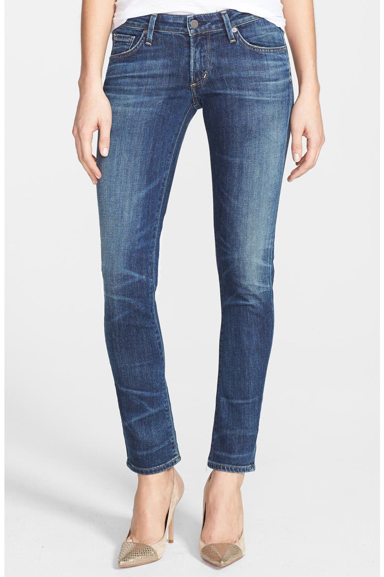 'Racer' Whiskered Skinny Jeans, Main, color, PATINA