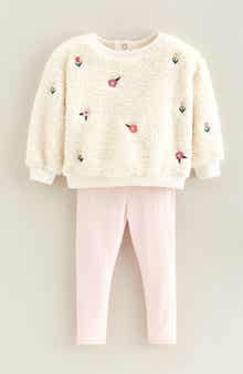 Embroidered Fleece Sweatshirt & Leggings Set
