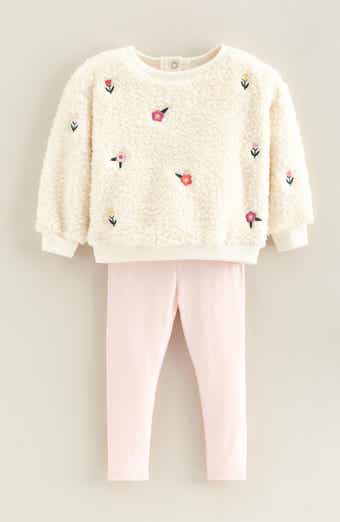Embroidered Fleece Sweatshirt & Leggings Set