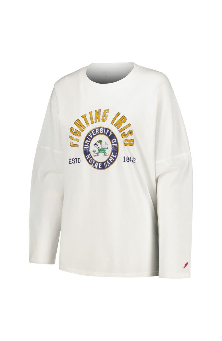 LEAGUE COLLEGIATE WEAR Women's League Collegiate Wear White Notre Dame Fighting Irish Clothesline Oversized Long Sleeve T-Shirt, Alternate, color, 