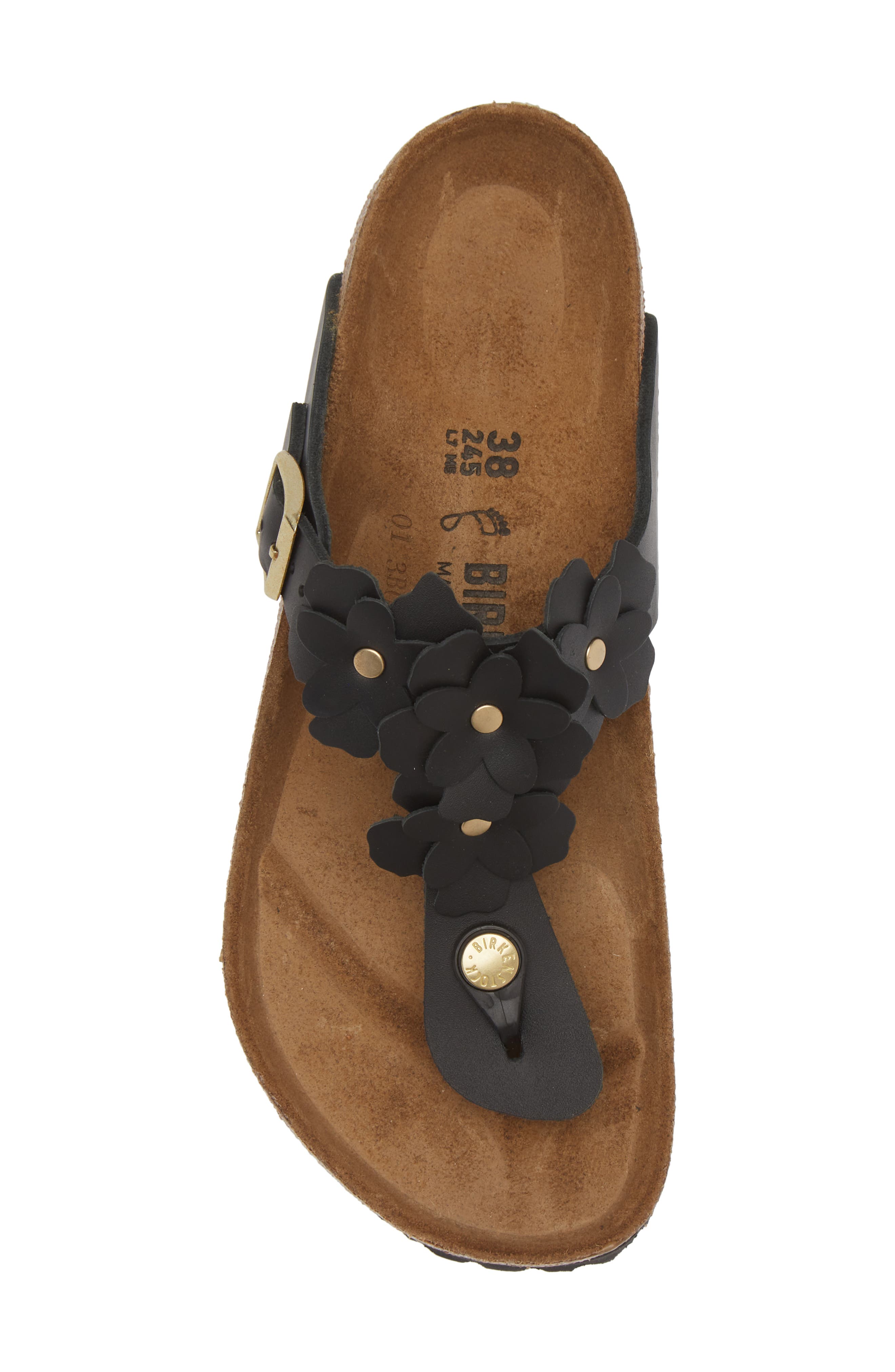 Birkenstock Gizeh Flower Flip Flop, Alternate, color, Black