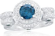 SOUZANA by Suzy Levian 14K White Gold 0.96ct Blue Diamond & 0.92cttw Diamond Ring