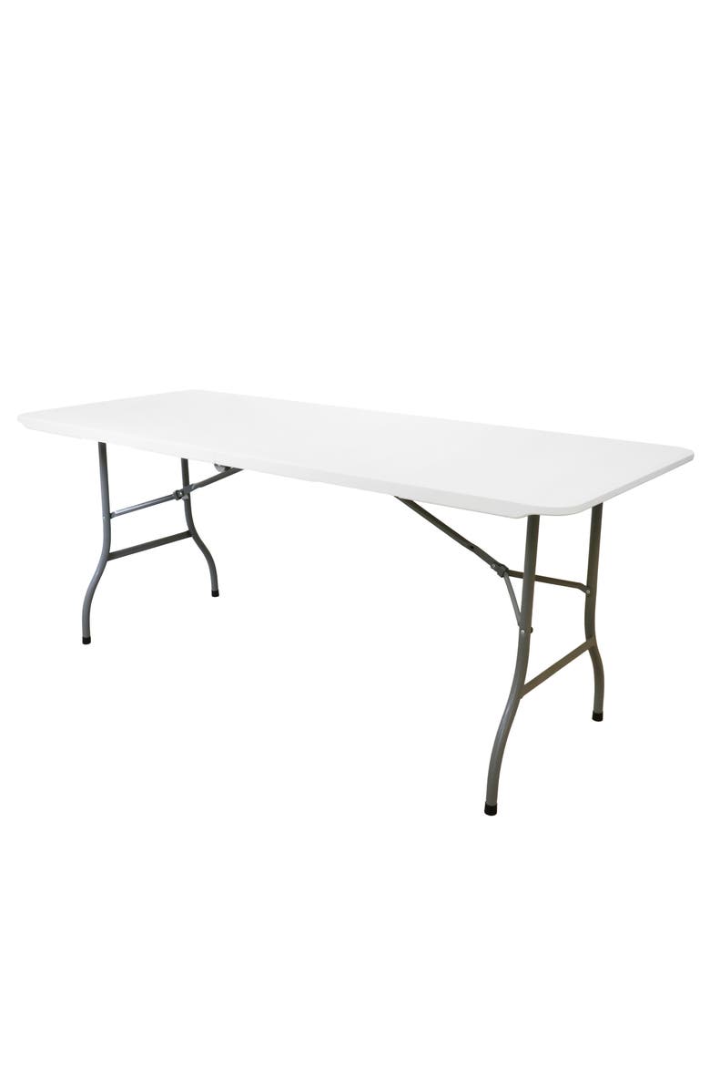 Elama 6 Foot Plastic Folding Table, Main, color, White