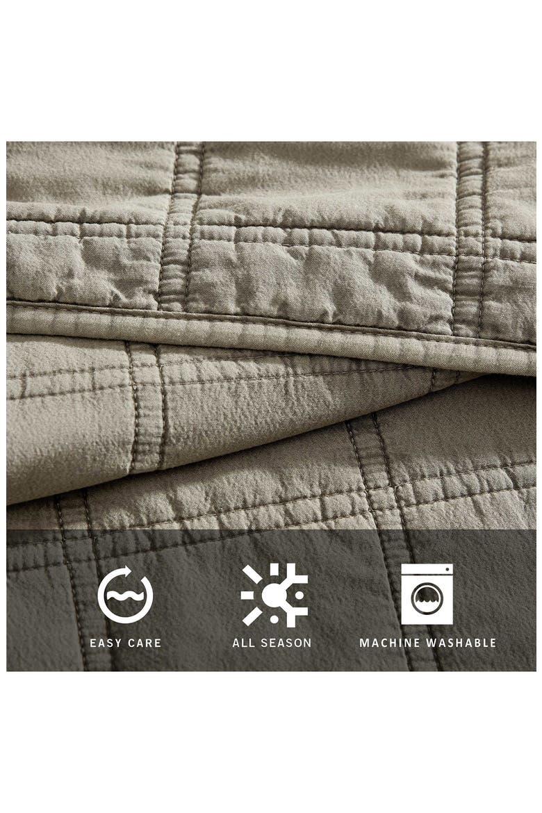 Stonewashed Solid Microfiber Quilt Set, Alternate, color, MEDIUM/ DARK BROWN