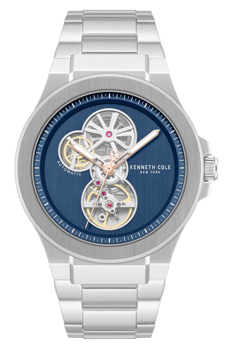 Grove Open Heart Automatic Watch, 43mm, Main, color, SILVER