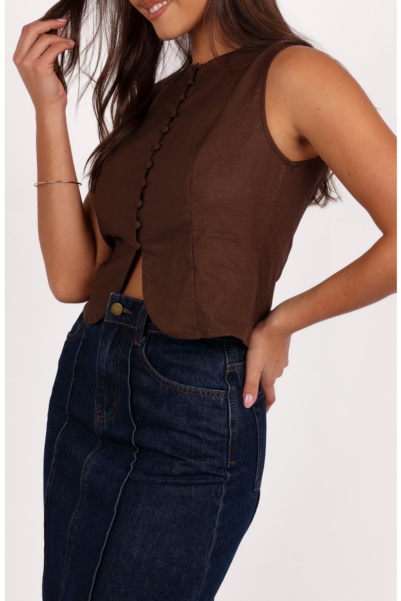 Daniella Cotton & Linen Vest, Alternate, color, CHOCOLATE BROWN