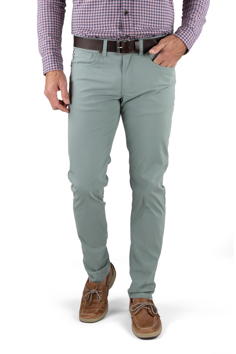 Straight Leg Stretch Cotton Blend Pants, Main, color, CHINOIS GREEN