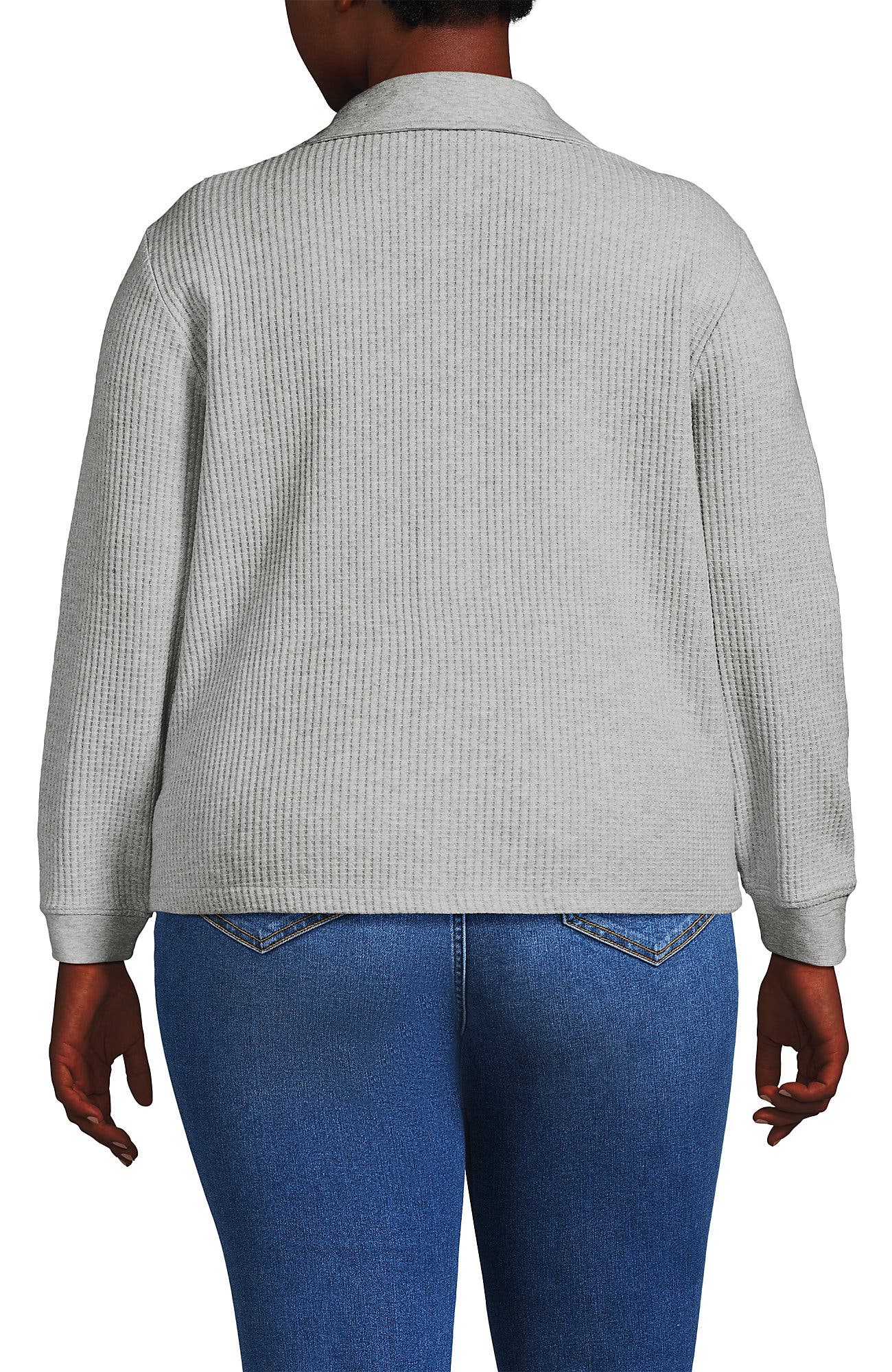 Plus Size Long Sleeve Waffle Collared Shacket - image 2