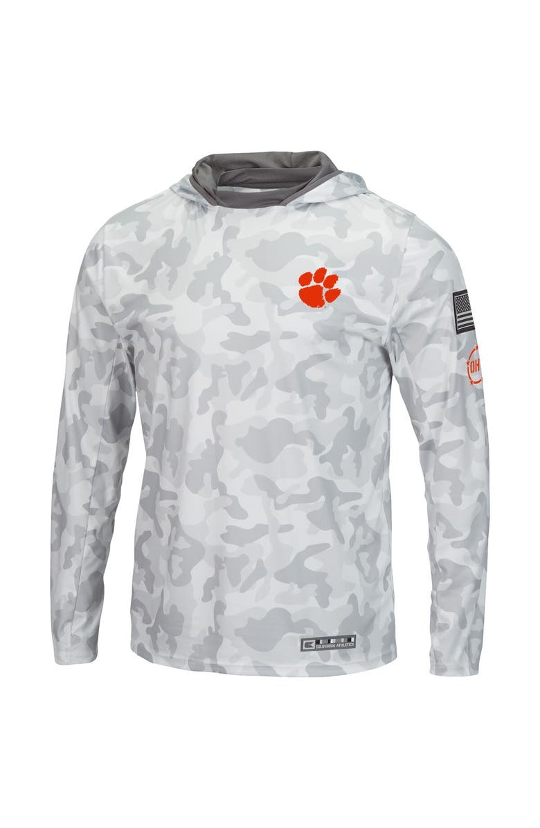 COLOSSEUM Men's Colosseum Arctic Camo Clemson Tigers OHT Military Appreciation Long Sleeve Hoodie Top, Alternate, color, Arctic Camo