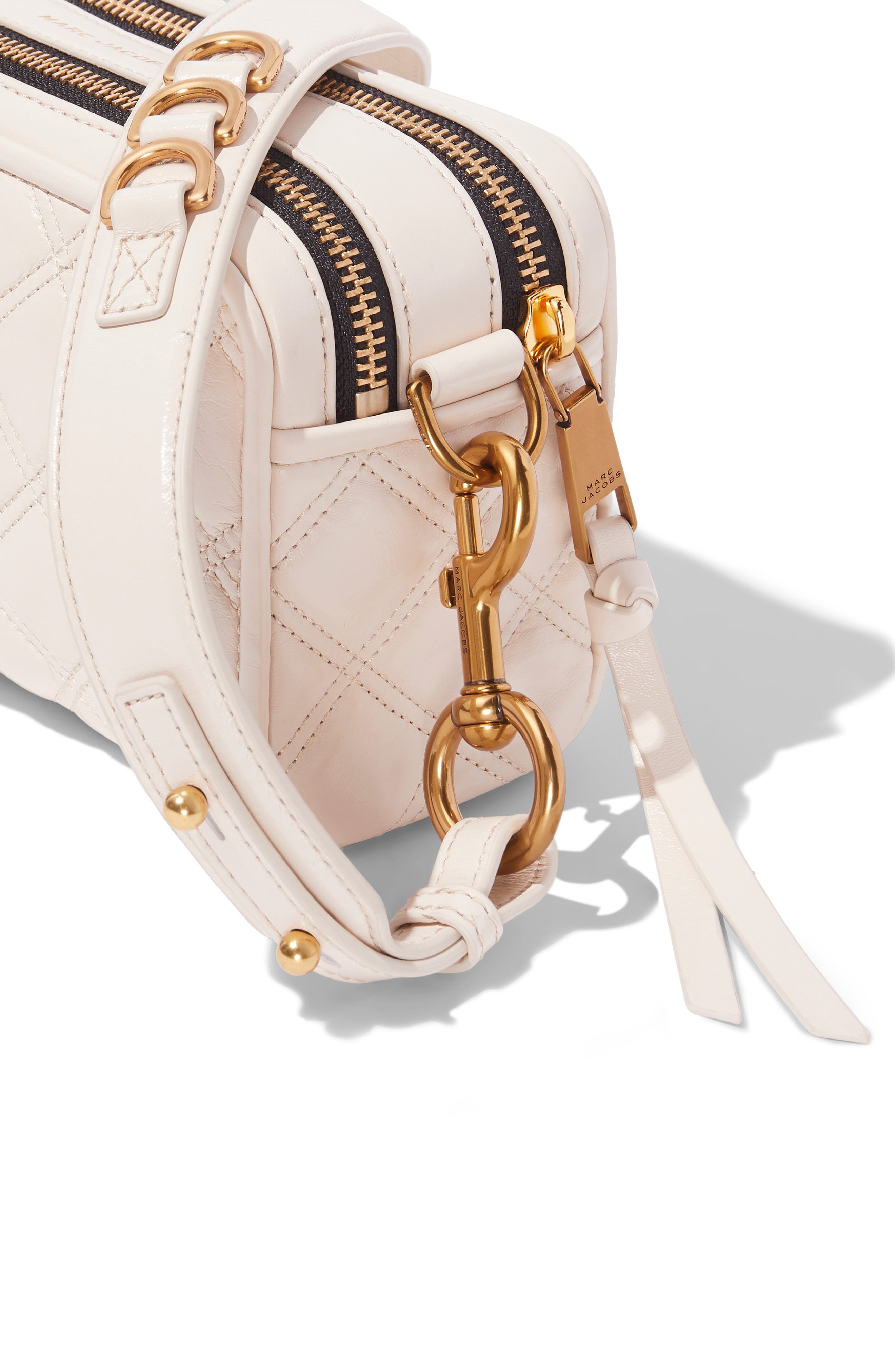 The Marc Jacobs The Softshot 21 Quilted Leather Crossbody Bag, Alternate, color, IVORY