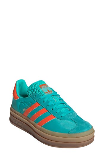 Adidas Originals Gazelle Bold "mint Rush/impact Orange" Sneakers In Mint/impact Orange/mint