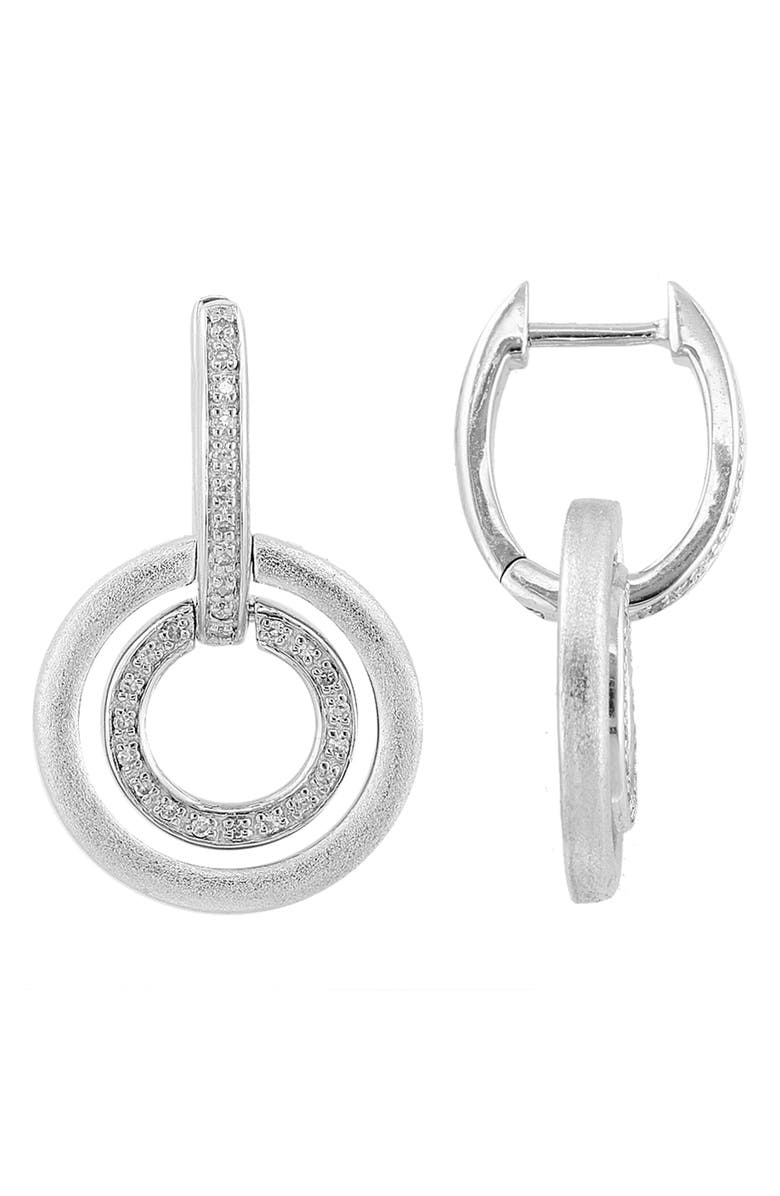 EFFY Diamond Circle Drop Huggie Hoop Earrings, Alternate, color, Silver/ 18K Gold/ Diamond
