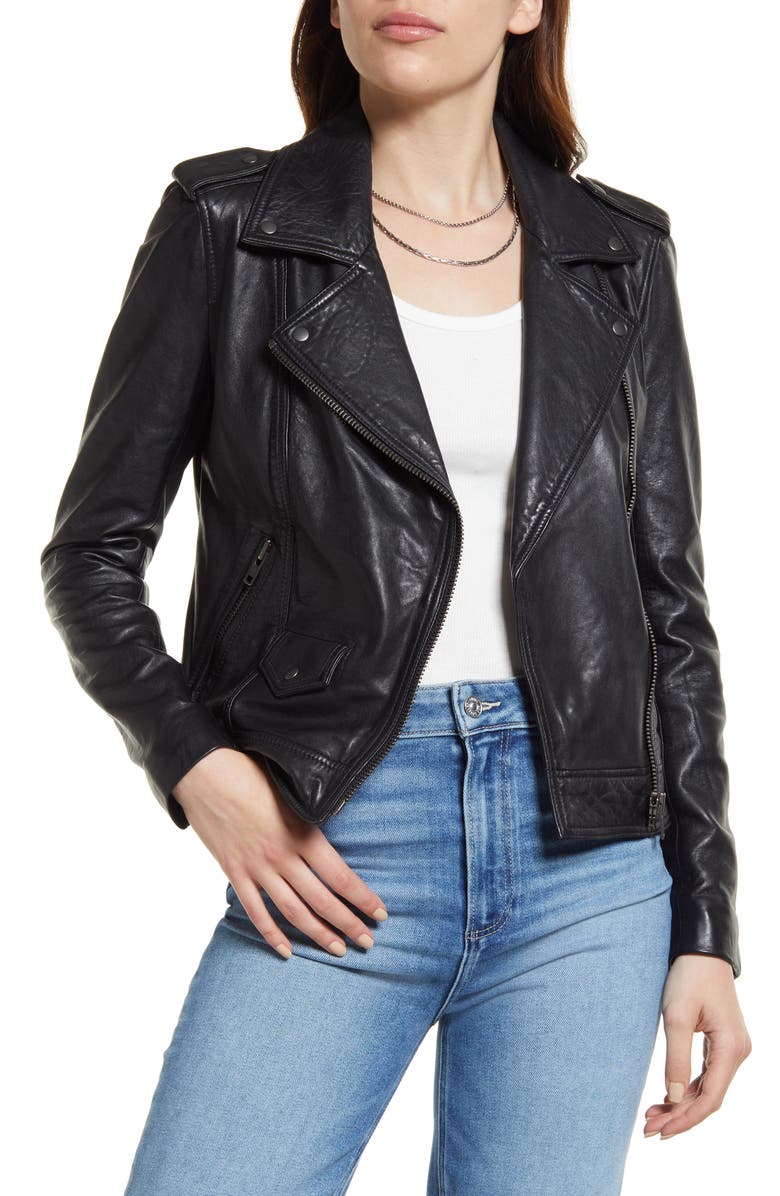 Treasure & Bond Leather Biker Jacket, Main, color, 