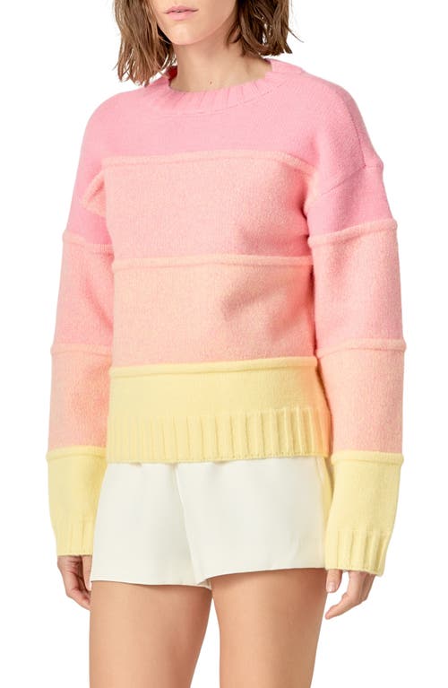 English Factory Ombré Crewneck Sweater In Pink/yellow