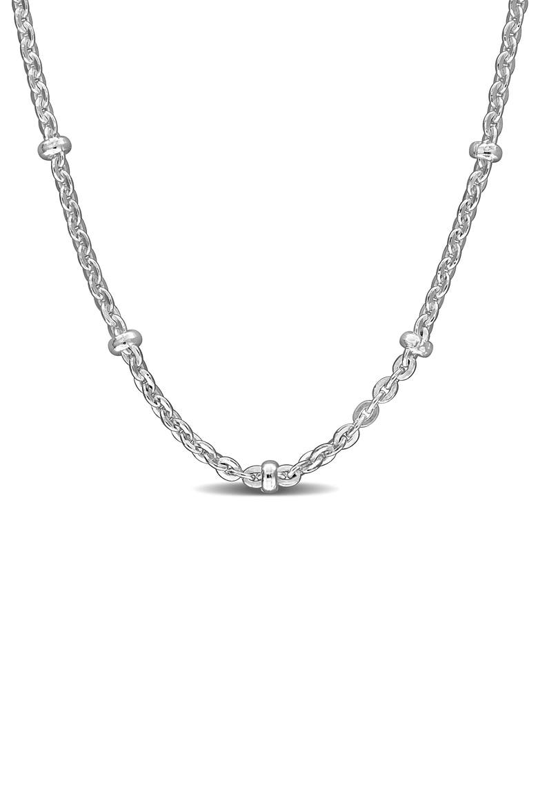 Saturno Bead Station Necklace, 2.1mm, Main, color, SILVER