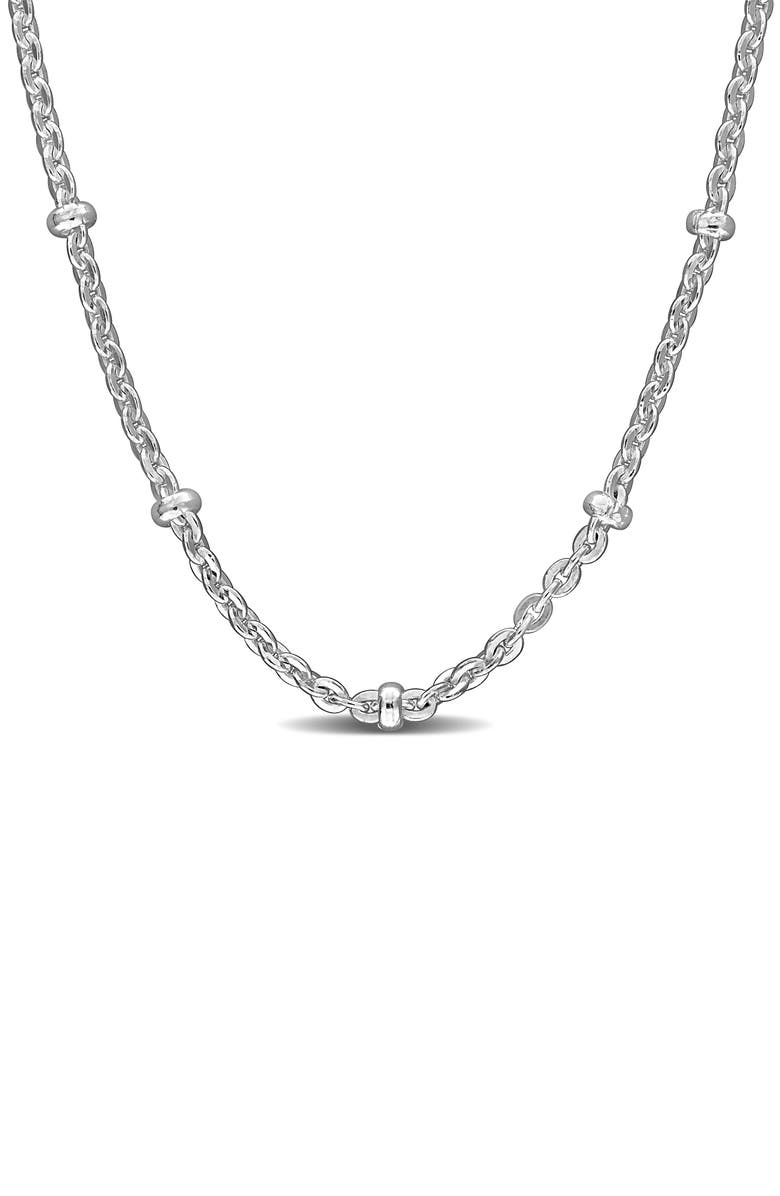 DELMAR Saturno Bead Station Necklace, 2.1mm, Main, color, Silver
