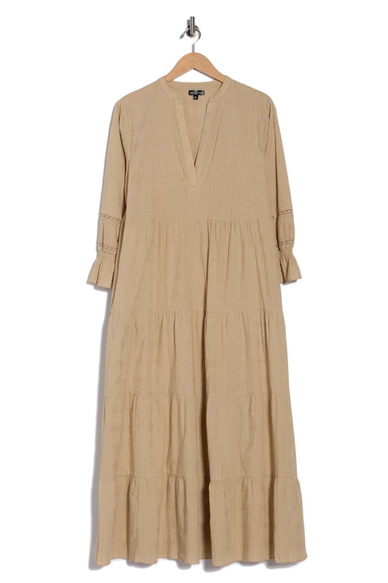 Eyelet Embroidered Maxi Dress, Alternate, color, TAN