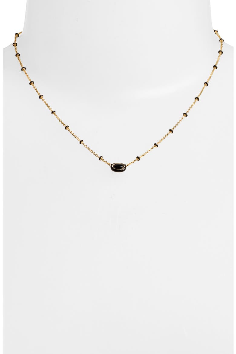 Mini Elisa Pendant Necklace, Alternate, color, GOLD BLACK AGATE