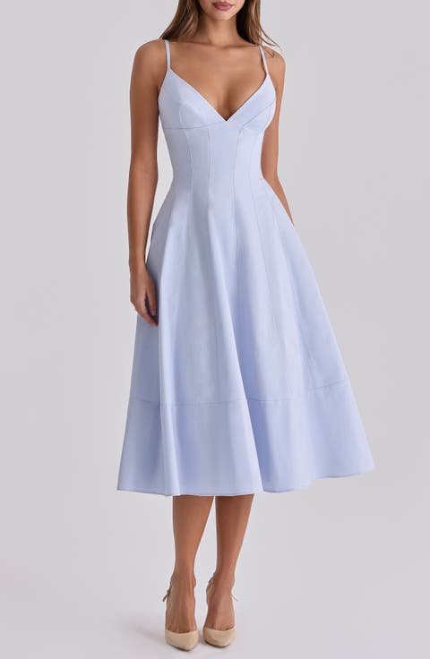 Millie Bluebell Corset Bodice Stretch Cotton Cocktail Dress
