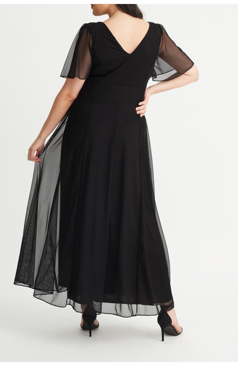 Scarlett & Jo Isabelle Solid Angel Sleeve Maxi Dress, Alternate, color, Solid Black