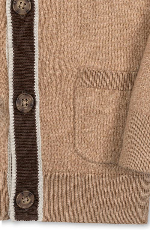 Hope & Henry Boys' Organic Tipped Cardigan With Elbow Patches, Kids In Gold