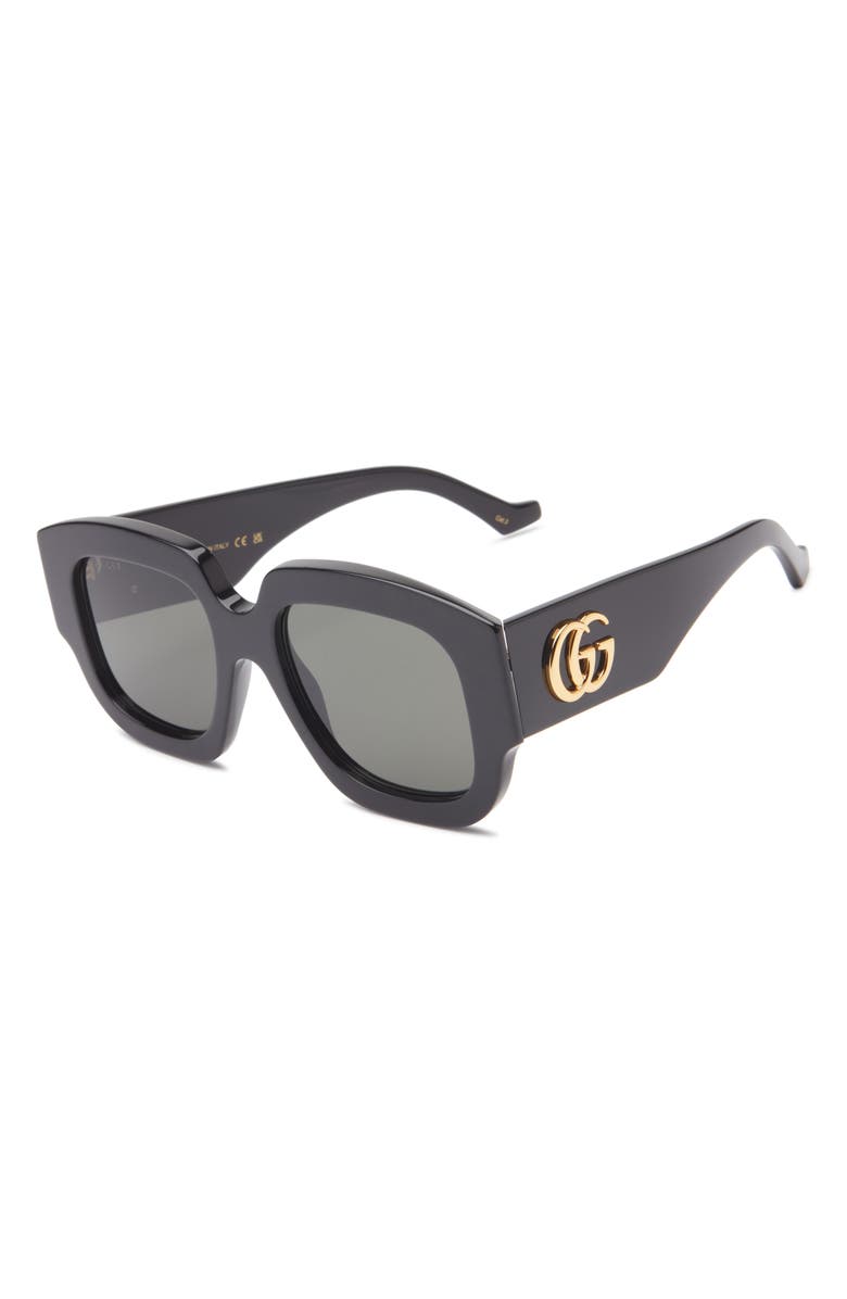 Gucci 52mm Oversize Sunglasses, Alternate, color, Black Black Grey