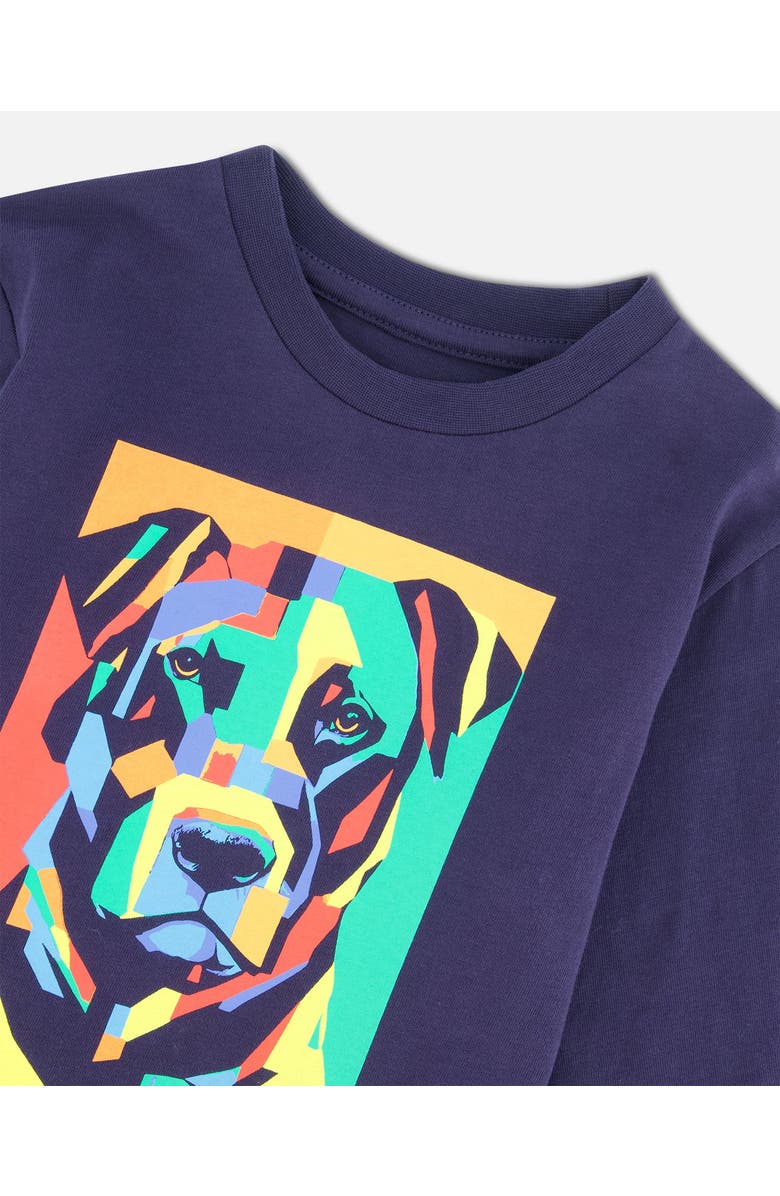 Deux par Deux Little Boy's Long Sleeve T-Shirt With Print Navy, Alternate, color, Peacoat