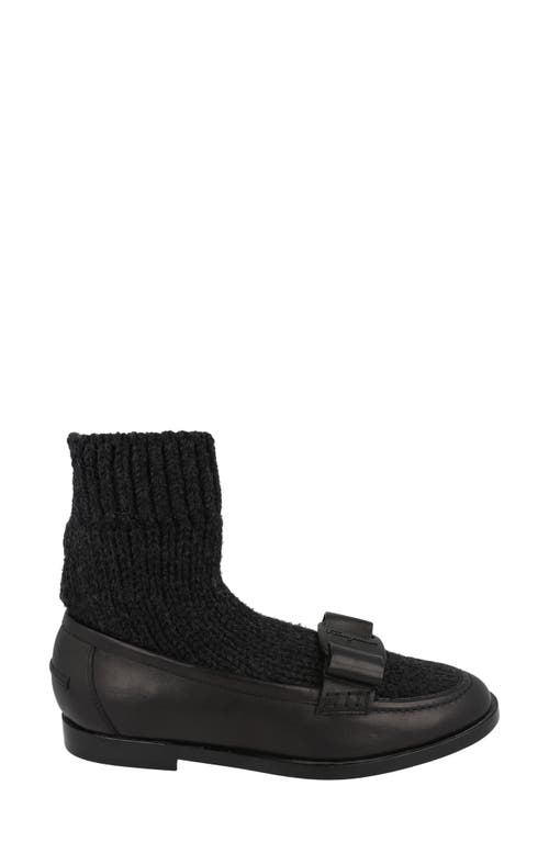 Ferragamo Vit Art Wool Sock Bow Loafer In Black