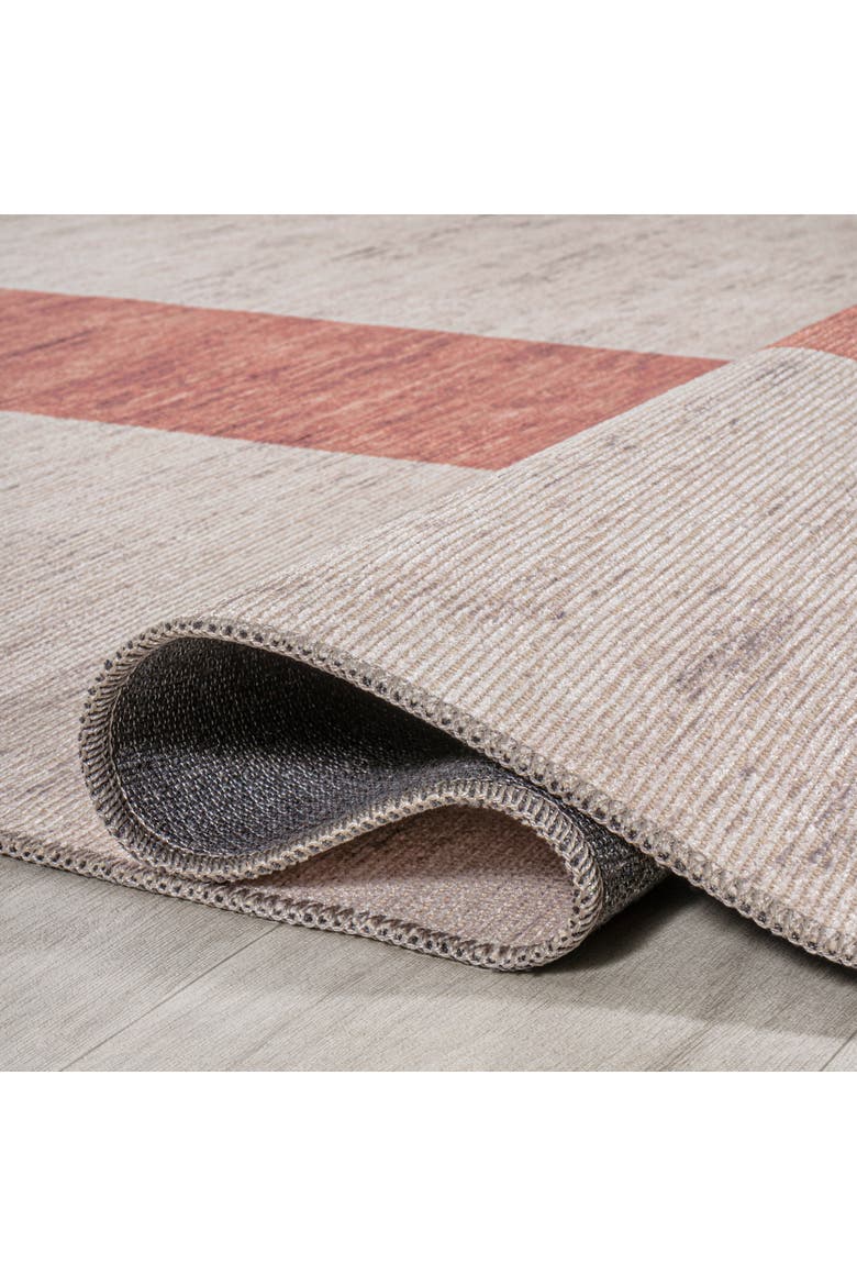 Raita Modern Distressed Stripe Machine-Washable Area Rug, Alternate, color, Ivory/Peach