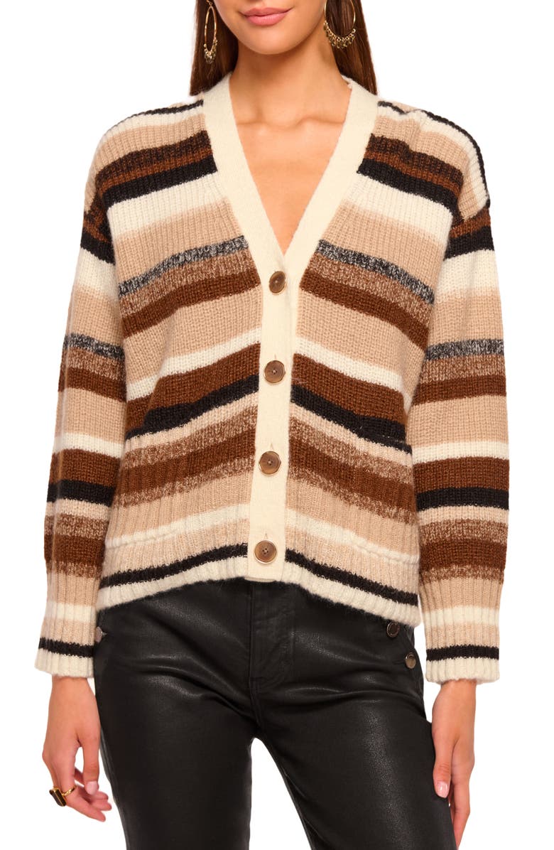 Ramy Brook Caroline Stripe Cardigan, Main, color, Neutral Stripe