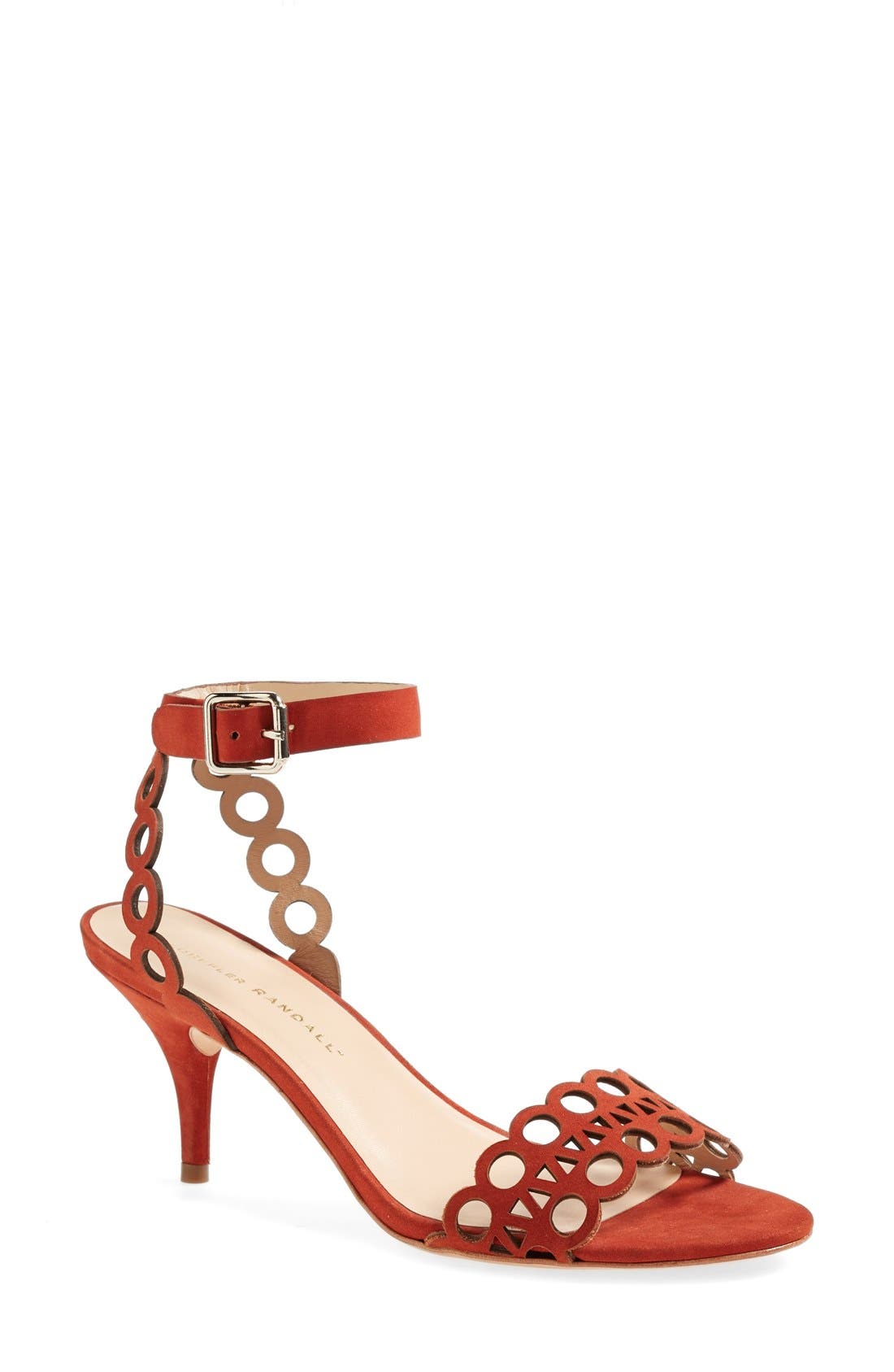 'Opal' Cutout Suede Sandal, Main, color, RUST