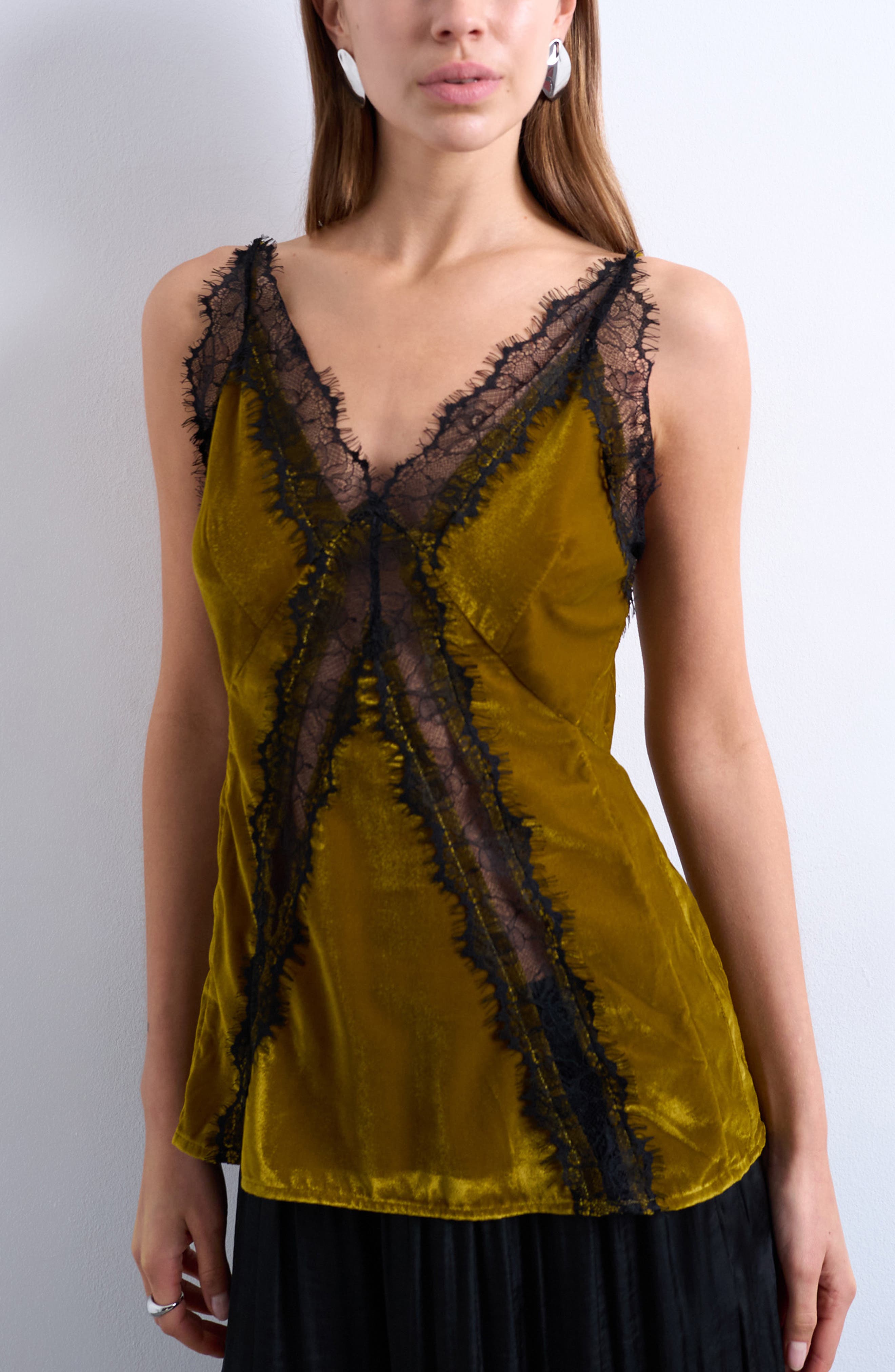Topshop Velvet & Lace Camisole