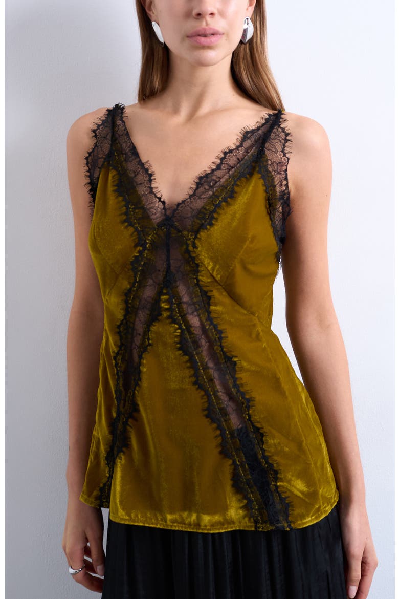 Velvet & Lace Camisole, Main, color, OLIVE