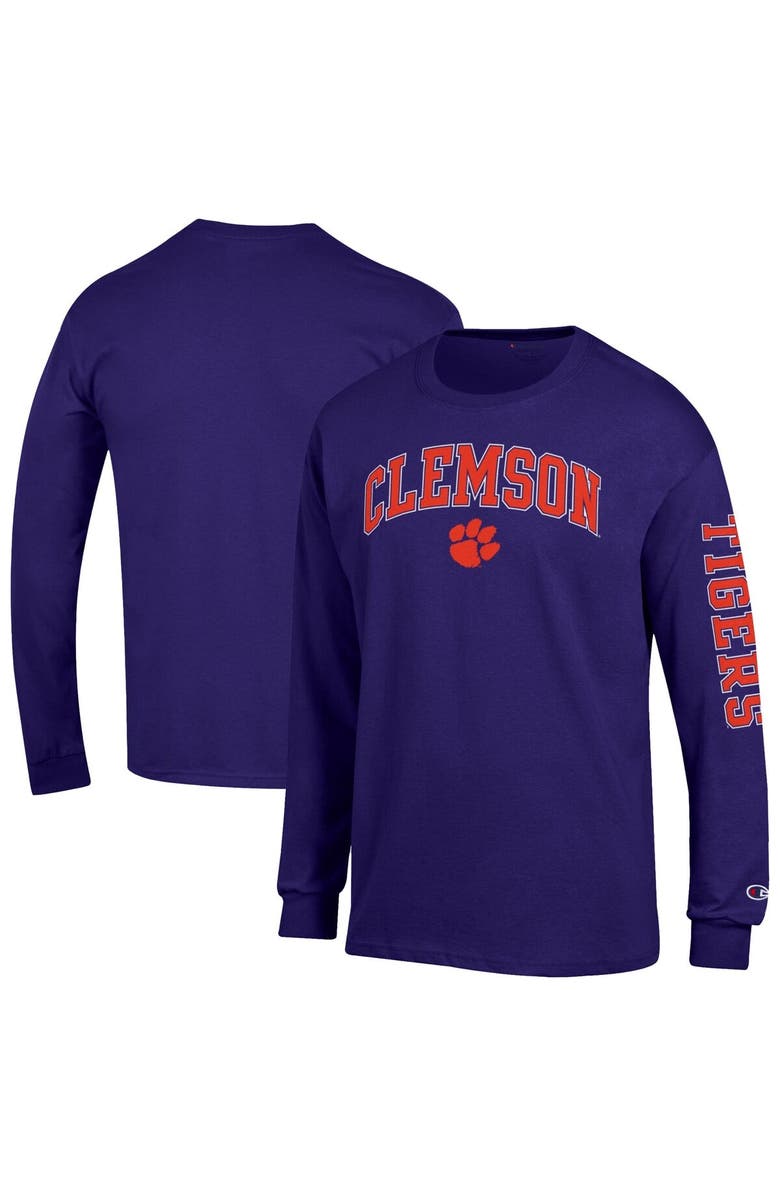 Champion Men's Champion Purple Clemson Tigers Arch Over Logo 2-Hit Long Sleeve T-Shirt, Alternate, color, Purple