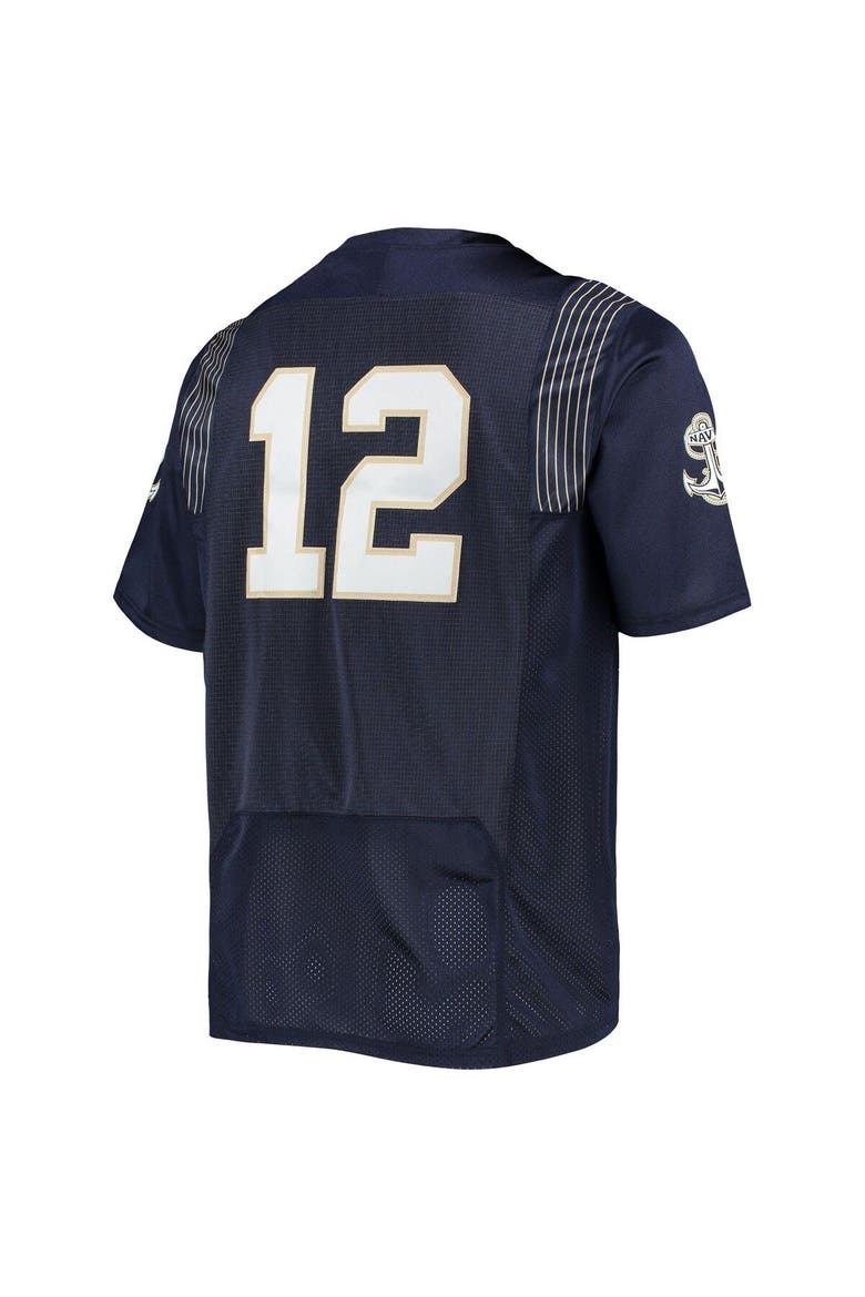 Men's Under Armour #12 Navy Navy Midshipmen Team Premier Football Jersey, Alternate, color, Navy