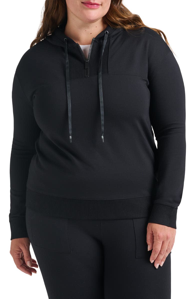 TravisMathew Friday Ponte Half Zip Hoodie, Alternate, color, Black