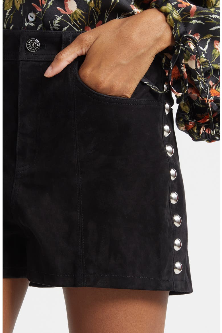 Studded Suede Shorts, Alternate, color, BLACK