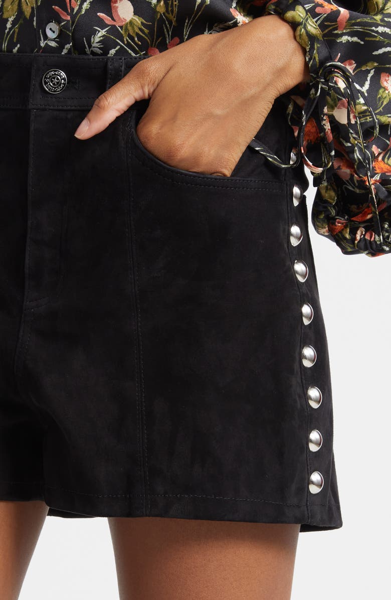 Cinq à Sept Studded Suede Shorts, Alternate, color, Black