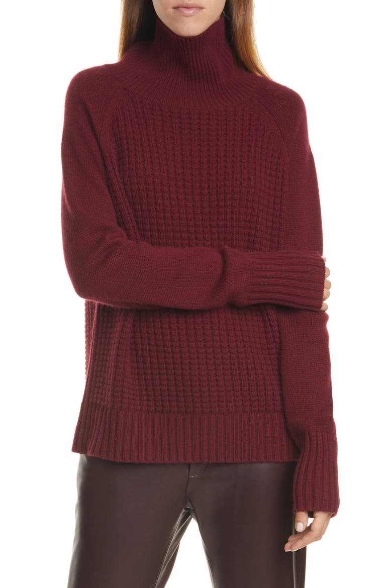 Houston Cashmere Turtleneck Sweater, Main, color, MERLOT
