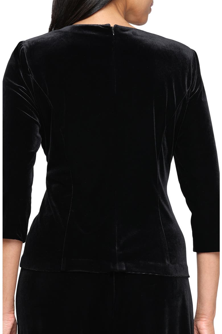 Stretch Velvet Embellished Bow Top, Alternate, color, BLACK