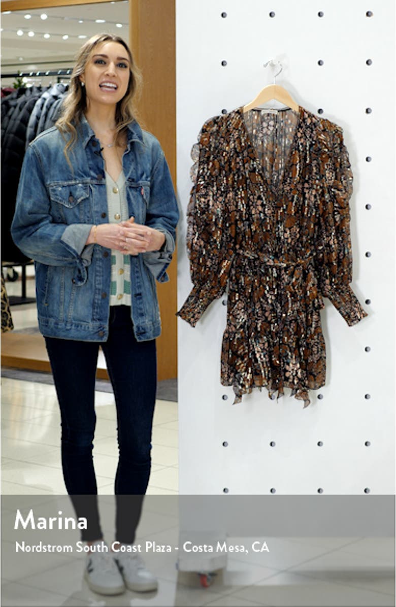 Natalia Metallic Shibori Long Sleeve Silk Blend Dress, sales video thumbnail