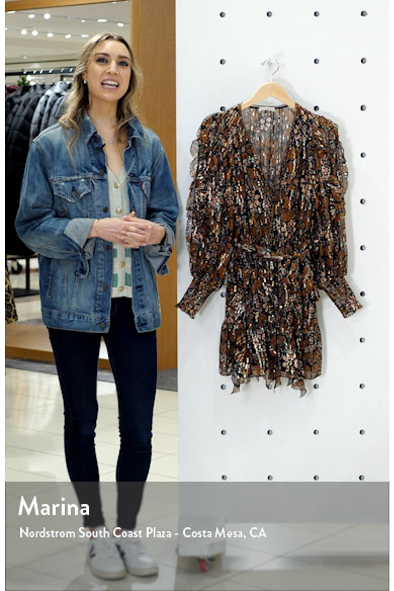 Natalia Metallic Shibori Long Sleeve Silk Blend Dress video