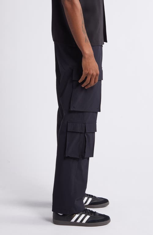 Pacsun Kaden Baggy Stretch Nylon Cargo Pants In Pirate Black