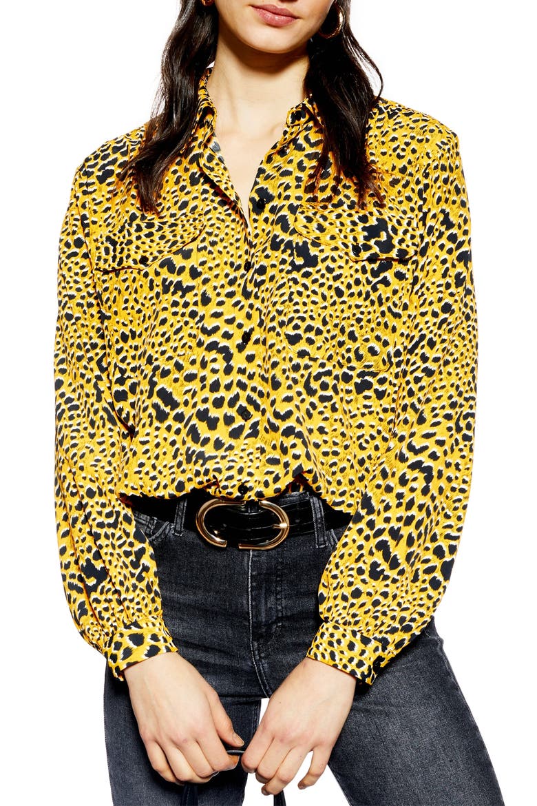 Leopard Print Shirt, Main, color, BLACK MULTI