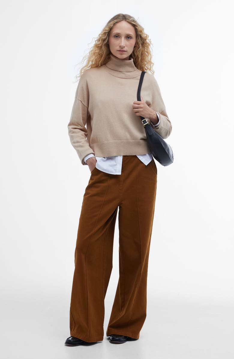 Barbour Shelby Knit Turtleneck Sweater, Alternate, color, Camel