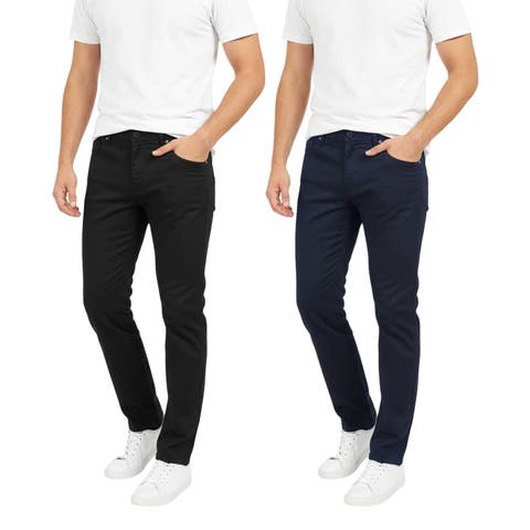 Mens 2 Pack Chinos Slim Fit Stretch Pants