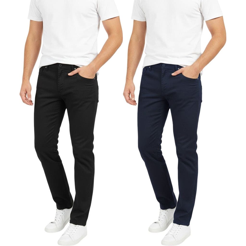 Benben Mens 2 Pack Chinos Slim Fit Stretch Pants In Black