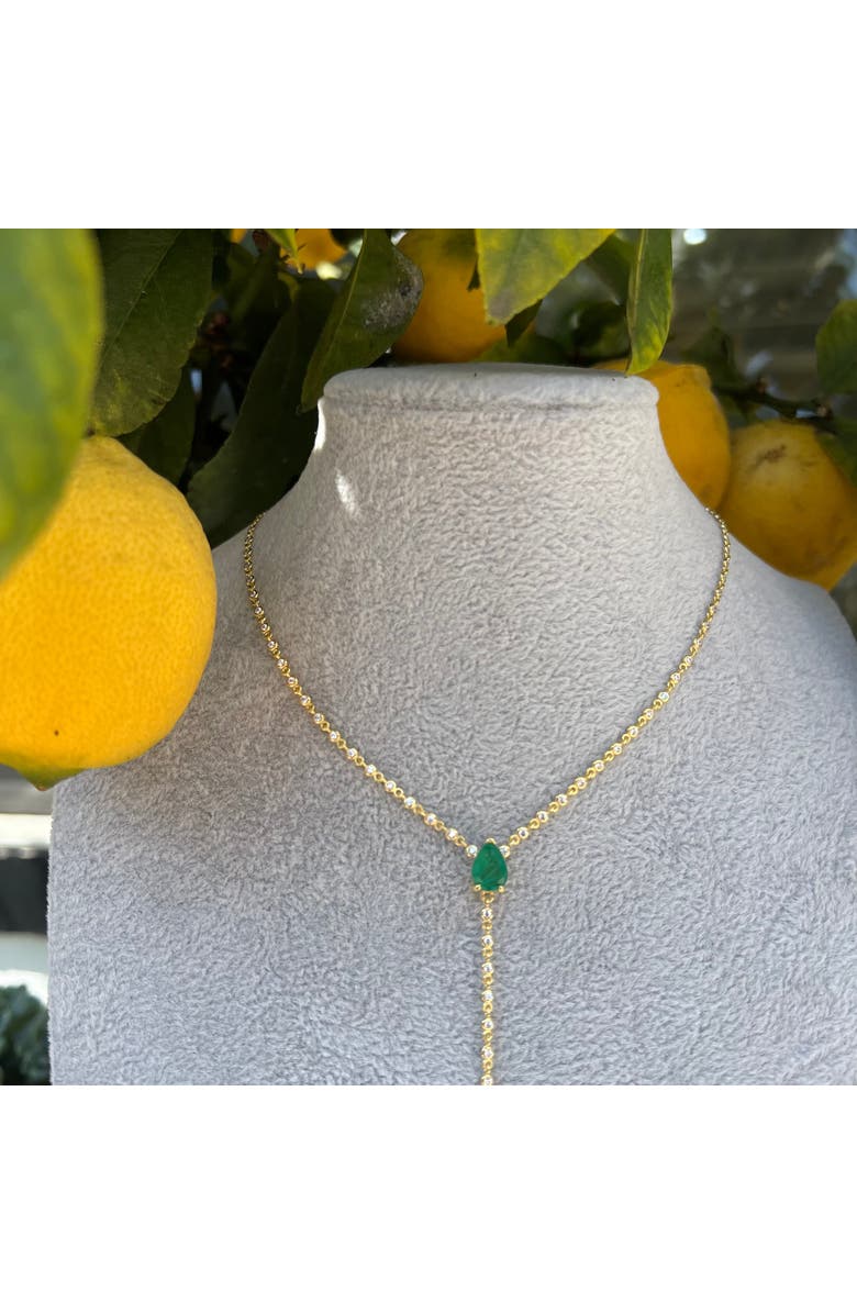 Gemma Azzurro Emerald pear station chain lariat Y necklace, Alternate, color, Green