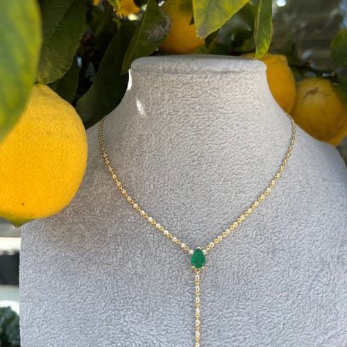 Gemma Azzurro Emerald Pear Station Chain Lariat Y Necklace In Green